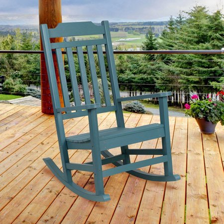 Flash Furniture Winston All-Weather Rocking Chair in Teal Faux Wood JJ-C14703-TL-GG